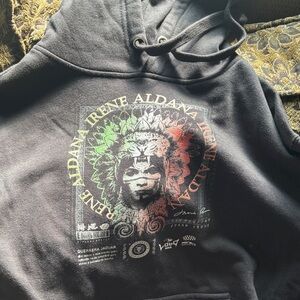 Black Graphic Hoodie with Colorful Design Irene Aldana UFC